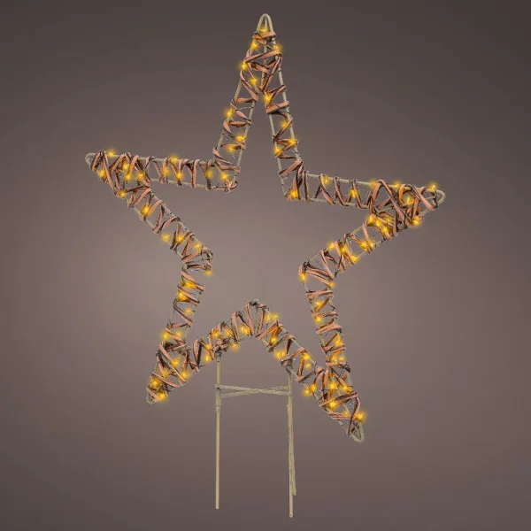 Lumineo Batterie Micro-LED Stern Braun Ø 48 cm Höhe 54 cm 100 Lichter - klassisch warm