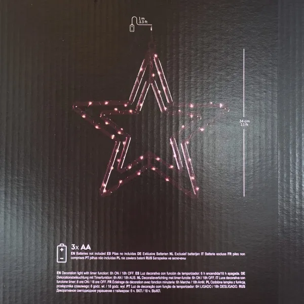 Lumineo Batterie Micro-LED Weihnachts-Doppelstern Transparent 50 Lichter Ø 34 cm - warmweiß