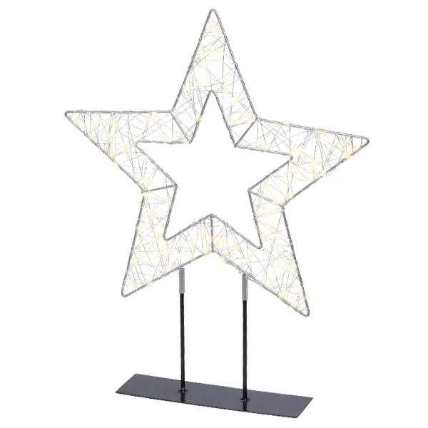 Lumineo Batterie Micro-LED Weihnachtsstern Silberfarben Ø 38 cm 120 Lichter - warmweiß