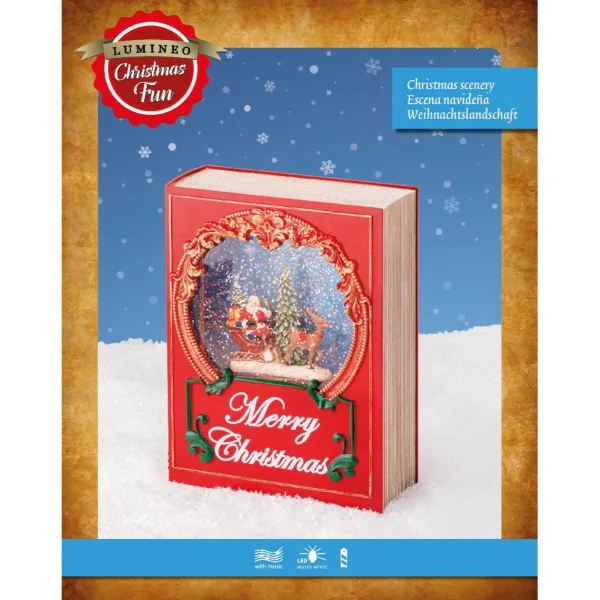 Lumineo Buchcover mit Weihnachtslandschaft mit LED-Beleuchtung und Musik