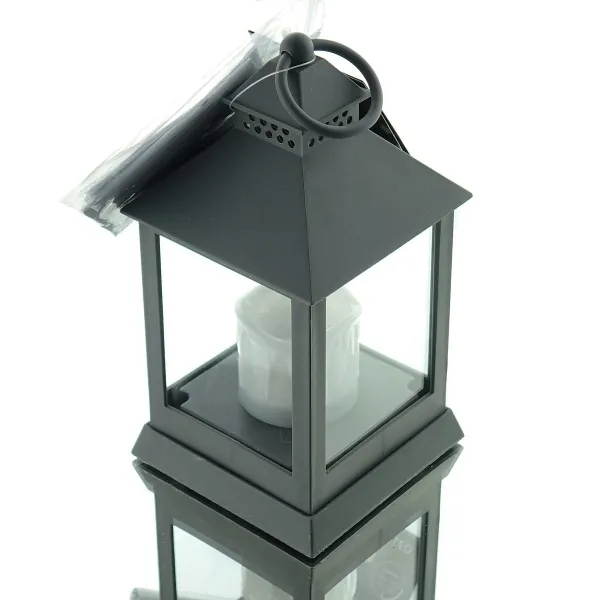 Lumineo Laterne Grau mit LED-Kerze flackernd 18 cm - Kunststoff Lumineo Laterne Grau mit LED-Kerze flackernd 18 cm - Kunststoff