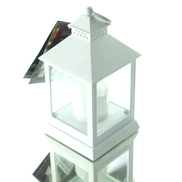 Lumineo Laterne Weiß mit LED-Kerze flackernd 18 cm - Kunststoff Lumineo Laterne Weiß mit LED-Kerze flackernd 18 cm - Kunststoff