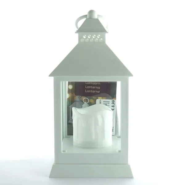 Lumineo Laterne Weiß mit LED-Kerze flackernd 18 cm - Kunststoff
