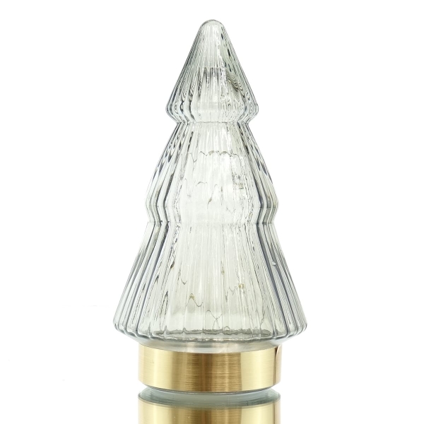 Lumineo LED Baum Hellgrau transparent Ø 10,5 cm Höhe 19,5 cm - warmweiß