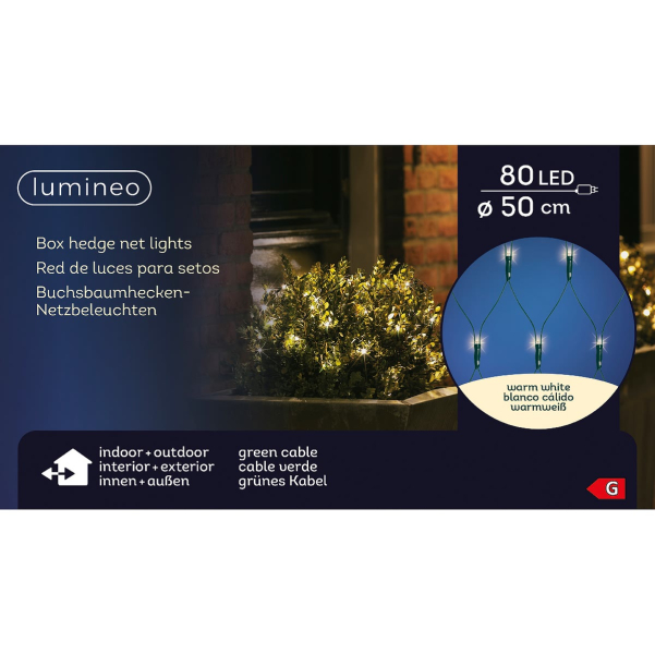 Lumineo LED Buchsbaumkugelnetz grün Ø 50 cm 80 Lichter - warmweiß