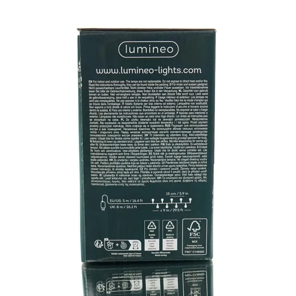 Lumineo LED Lichterkette Cherry transparent 9 Meter 60 Lichter - warmweiß