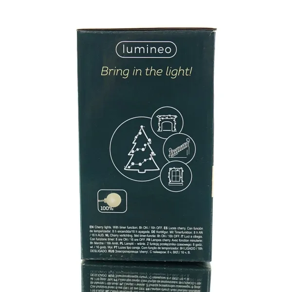 Lumineo LED Lichterkette Cherry transparent 9 Meter 60 Lichter - warmweiß