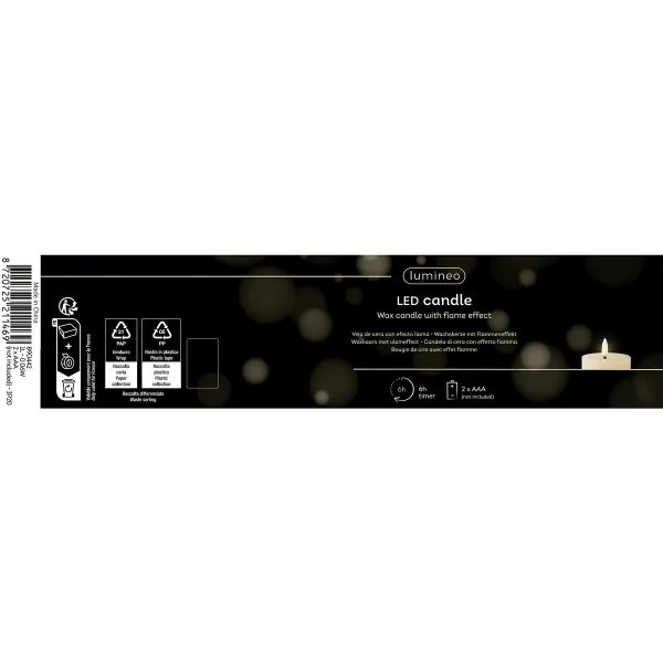 Lumineo LED Indoor Kerze Echtwachs Hellgrün Ø 7 cm Höhe 11,2 cm - Wachs