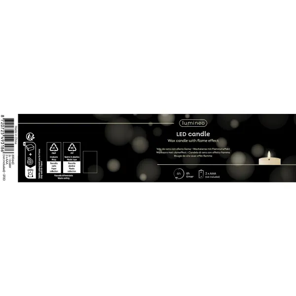 Lumineo LED Indoor Kerze Echtwachs Hellgrün Ø 7 cm Höhe 15 cm - Wachs