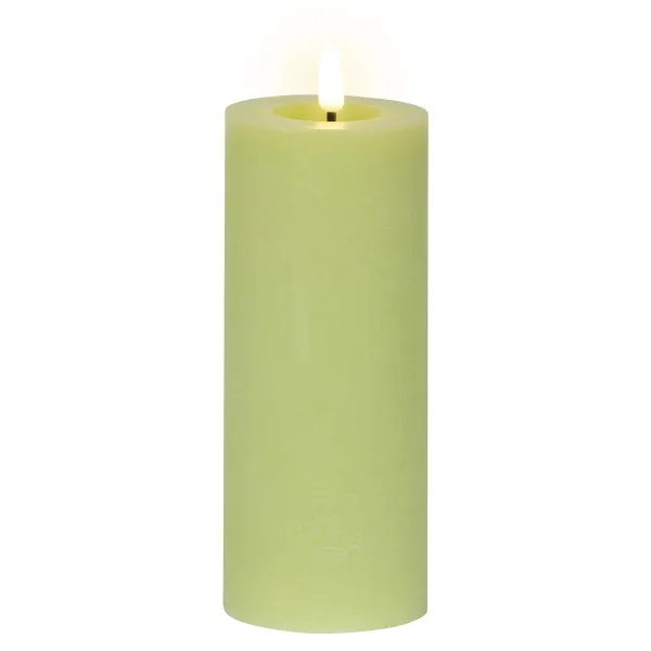 Lumineo LED Indoor Kerze Echtwachs Hellgrün Ø 7 cm Höhe 19 cm - Wachs