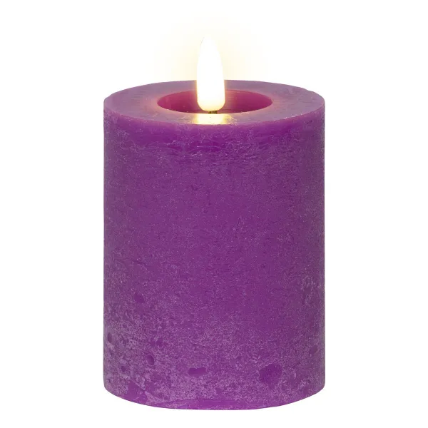 Lumineo LED indoor Kerze Echtwachs Lila Ø 7 cm Höhe 11,2 cm - Wachs