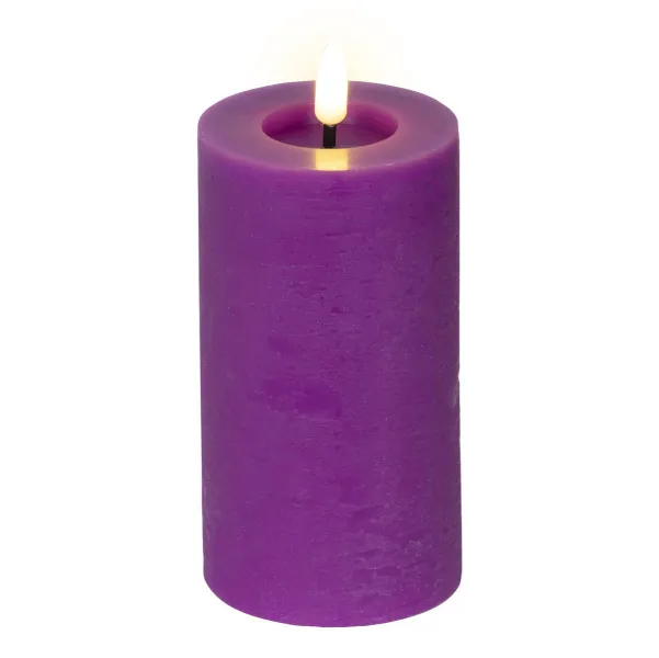 Lumineo LED Indoor Kerze Echtwachs Lila Ø 7 cm Höhe 15 cm - Wachs