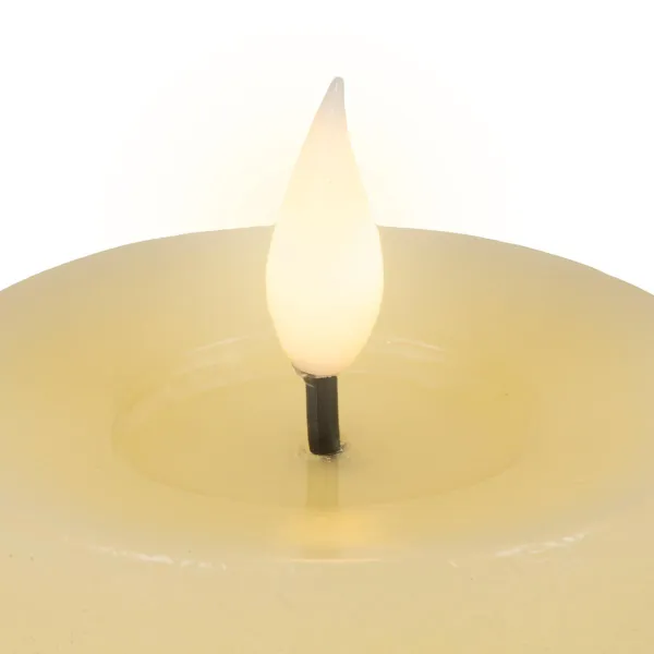 Lumineo LED-Kerze Flacker-Effekt Indoor cremefarben Wachs Ø 7,5 cm Höhe 13,5 cm - warmweiß