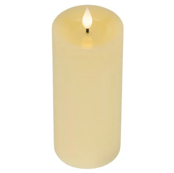 Lumineo LED-Kerze Flacker-Effekt Indoor cremefarben Wachs Ø 7,5 cm Höhe 20 cm - warmweiß