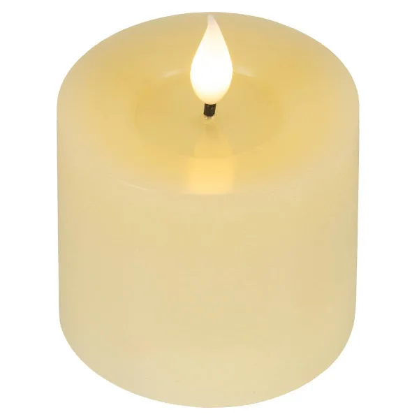 Lumineo LED-Kerze Flacker-Effekt Indoor cremefarben Wachs Ø 7,5 cm Höhe 9,5 cm - warmweiß
