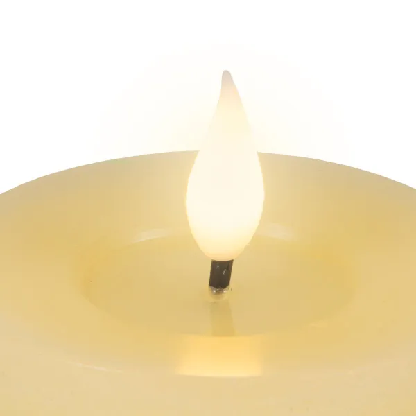 Lumineo LED-Kerze Flacker-Effekt Indoor cremefarben Wachs Ø 7,5 cm Höhe 9,5 cm - warmweiß