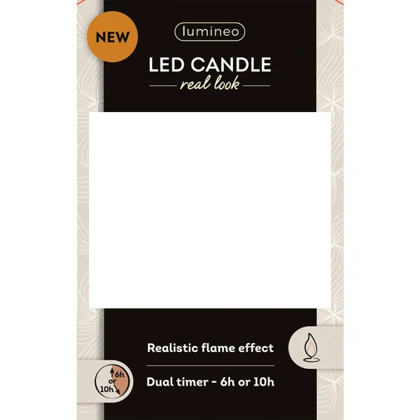 Lumineo LED-Kerze Flacker-Effekt Indoor cremefarben Wachs Ø 7,5 cm Höhe 9,5 cm - warmweiß