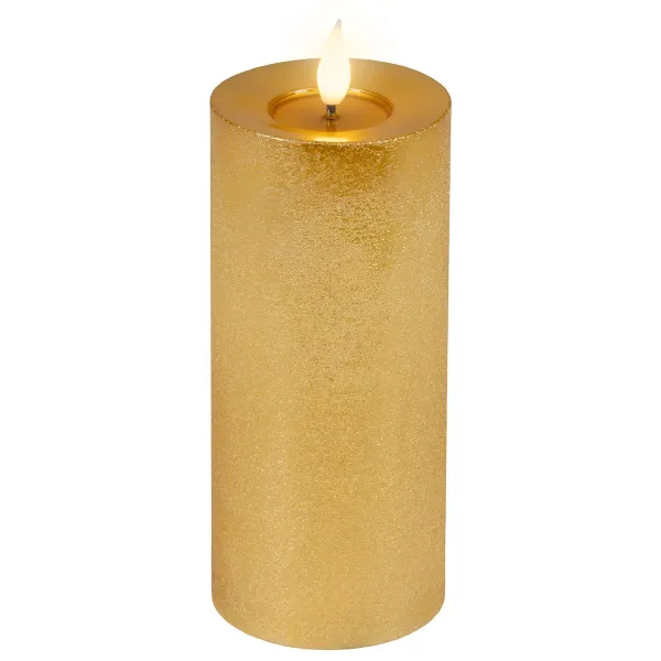 Lumineo LED-Kerze Flacker-Effekt Indoor goldfarben Wachs Ø 7,5 cm Höhe 20 cm - warmweiß Lumineo LED-Kerze Flacker-Effekt Indoor goldfarben Wachs Ø 7,5 cm Höhe 20 cm - warmweiß