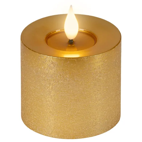 Lumineo LED-Kerze Flacker-Effekt Indoor goldfarben Wachs Ø 7,5 cm Höhe 9,5 cm - warmweiß Lumineo LED-Kerze Flacker-Effekt Indoor goldfarben Wachs Ø 7,5 cm Höhe 9,5 cm - warmweiß