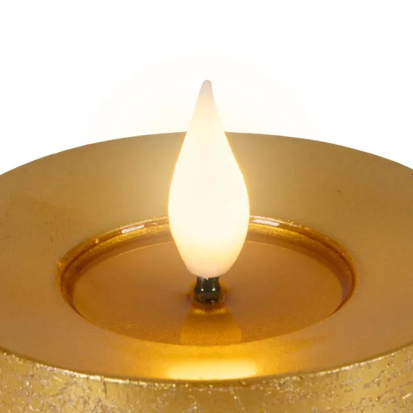 Lumineo LED-Kerze Flacker-Effekt Indoor goldfarben Wachs Ø 7,5 cm Höhe 9,5 cm - warmweiß