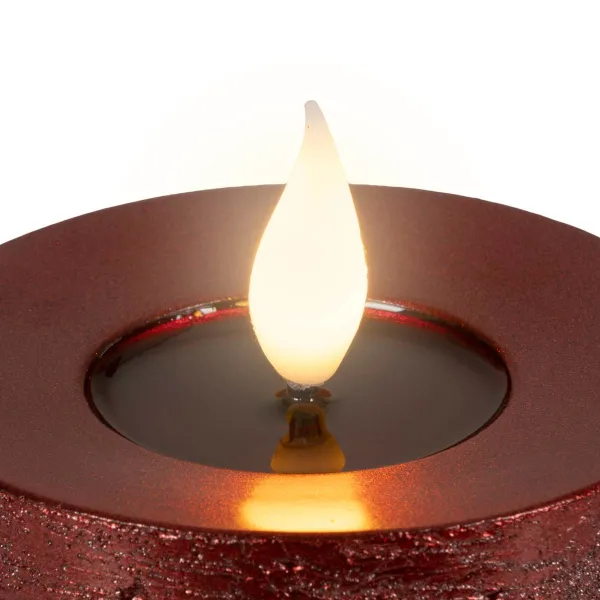 Lumineo LED-Kerze Flacker-Effekt Indoor ochsenblut Wachs Ø 7,5 cm Höhe 13,5 cm - warmweiß