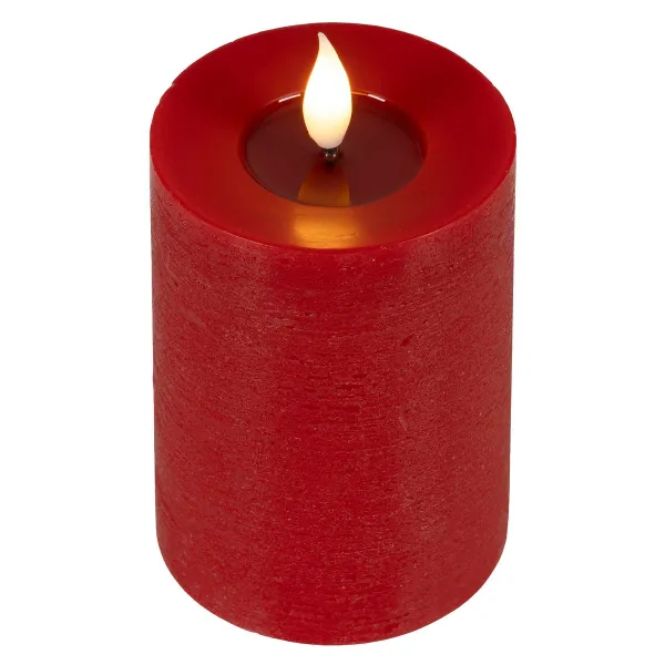 Lumineo LED-Kerze Flacker-Effekt Indoor rot Wachs Ø 7,5 cm Höhe 13,5 cm - warmweiß