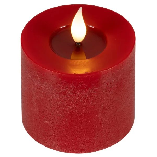 Lumineo LED-Kerze Flacker-Effekt Indoor rot Wachs Ø 7,5 cm Höhe 9,5 cm - warmweiß