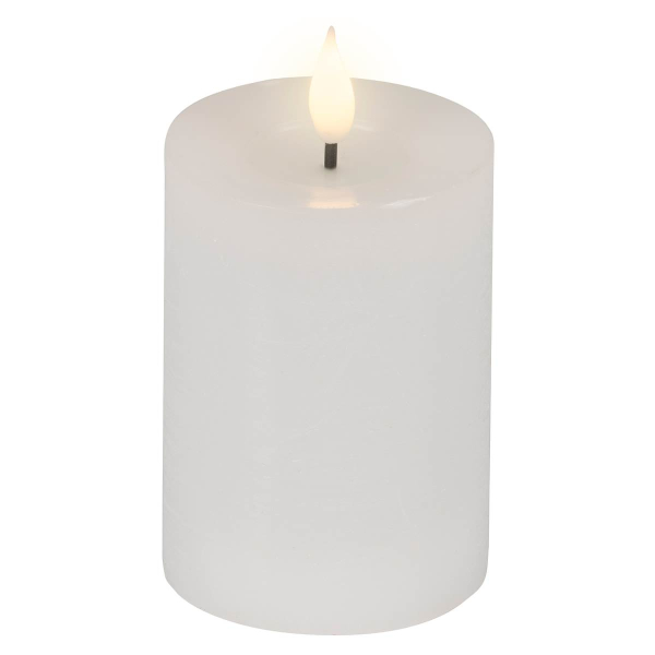 Lumineo LED-Kerze Flacker-Effekt Indoor weiß Wachs Ø 7,5 cm Höhe 13,5 cm - warmweiß