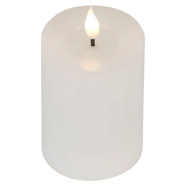Lumineo LED-Kerze Flacker-Effekt Indoor weiß Wachs Ø 7,5 cm Höhe 13,5 cm - warmweiß
