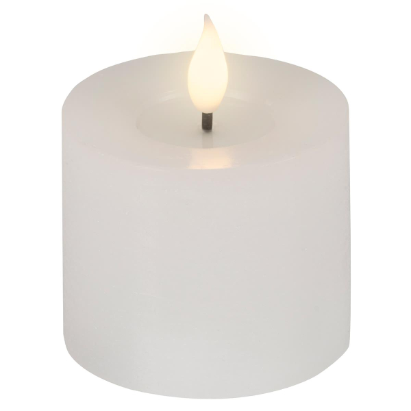 Lumineo LED-Kerze Flacker-Effekt Indoor weiß Wachs Ø 7,5 cm Höhe 9,5 cm - warmweiß