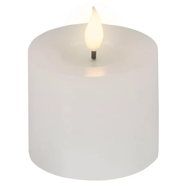 Lumineo LED-Kerze Flacker-Effekt Indoor weiß Wachs Ø 7,5 cm Höhe 9,5 cm - warmweiß Lumineo LED-Kerze Flacker-Effekt Indoor weiß Wachs Ø 7,5 cm Höhe 9,5 cm - warmweiß