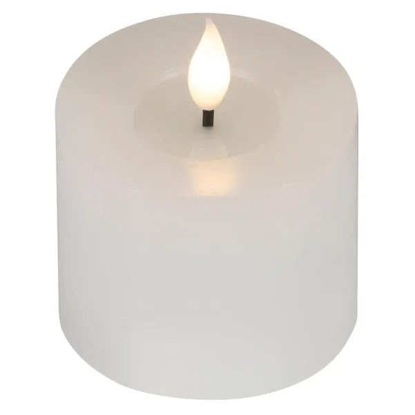 Lumineo LED-Kerze Flacker-Effekt Indoor weiß Wachs Ø 7,5 cm Höhe 9,5 cm - warmweiß