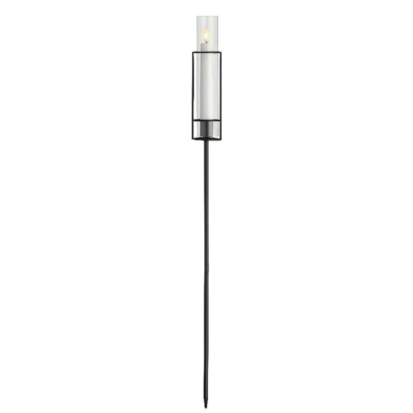 Lumineo LED Kerze mit Flammeneffekt Ø 4,5 cm Höhe 67 cm Kunststoff & Metall - warmweiß