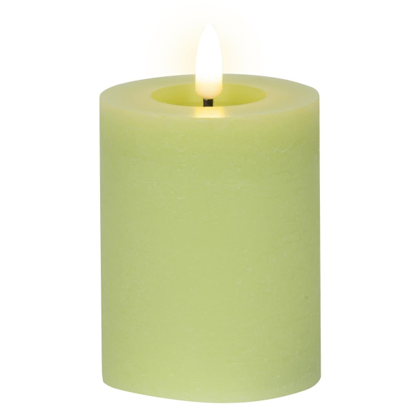 Lumineo LED Indoor Kerze Echtwachs Hellgrün Ø 7 cm Höhe 11,2 cm - Wachs