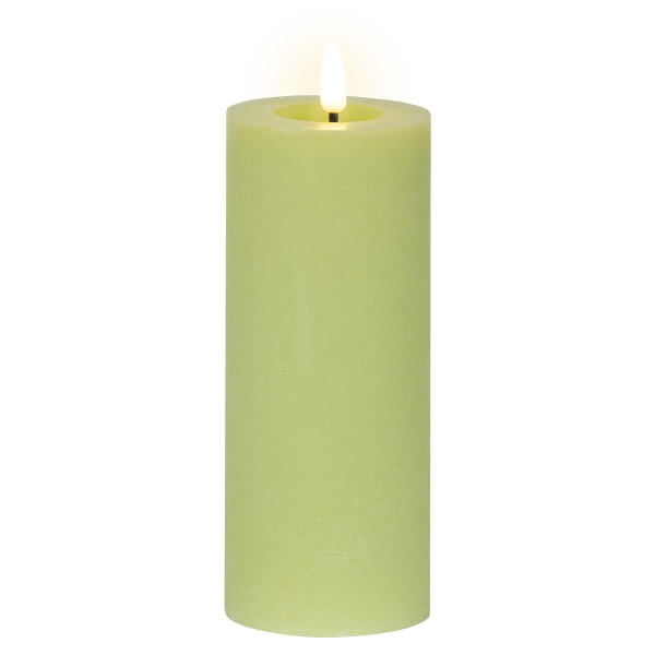 Lumineo LED Indoor Kerze Echtwachs Hellgrün Ø 7 cm Höhe 19 cm - Wachs