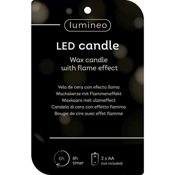 Lumineo LED Kerze Wachs im Zylinder s/w Ø 7,5 cm H: 20 cm Outdoor -Kunststoff