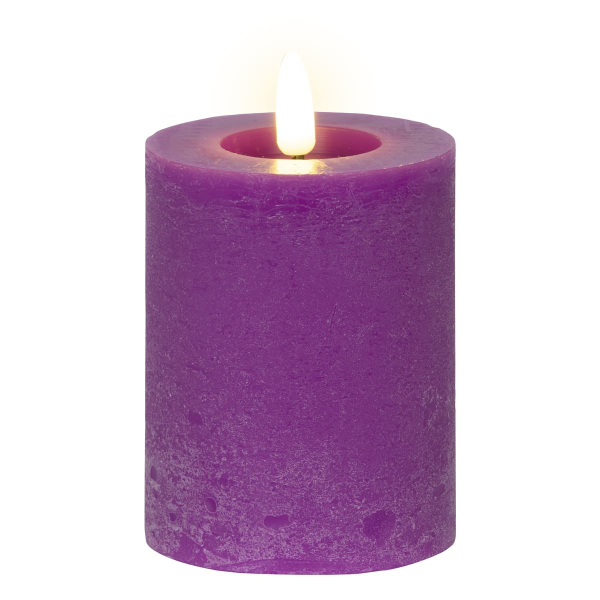 Lumineo LED indoor Kerze Echtwachs Lila Ø 7 cm Höhe 11,2 cm - Wachs