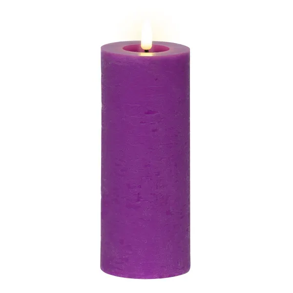 Lumineo LED Indoor Kerze Echtwachs Lila Ø 7 cm Höhe 19 cm - Wachs