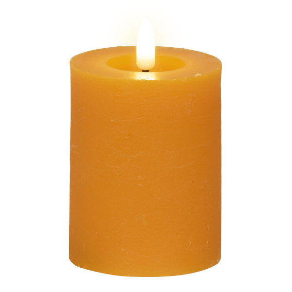 Lumineo LED Kerze Indoor Echtwachs Orange Ø 7 cm Höhe 11,2 cm - Wachs