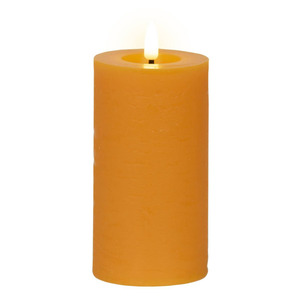 Lumineo LED Indoor Kerze Echtwachs Orange Ø 7 cm Höhe 15 cm - Wachs