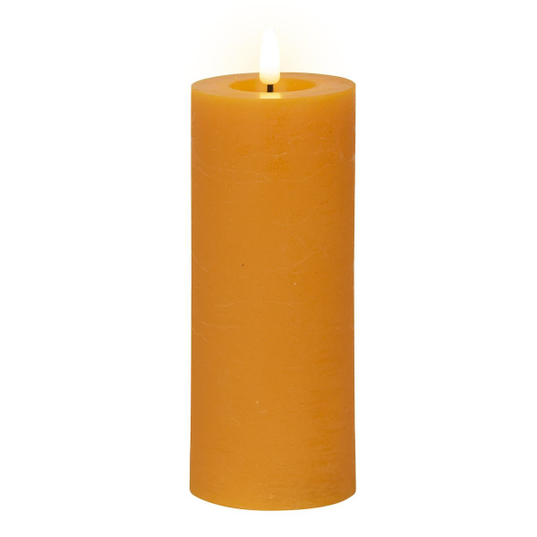 Lumineo LED Indoor Kerze Echtwachs Orange Ø 7 cm Höhe 19 cm - Wachs