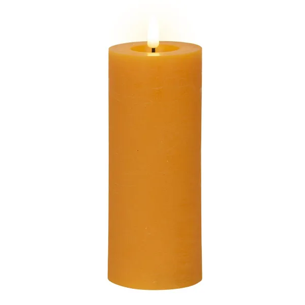 Lumineo LED Indoor Kerze Echtwachs Orange Ø 7 cm Höhe 19 cm - Wachs