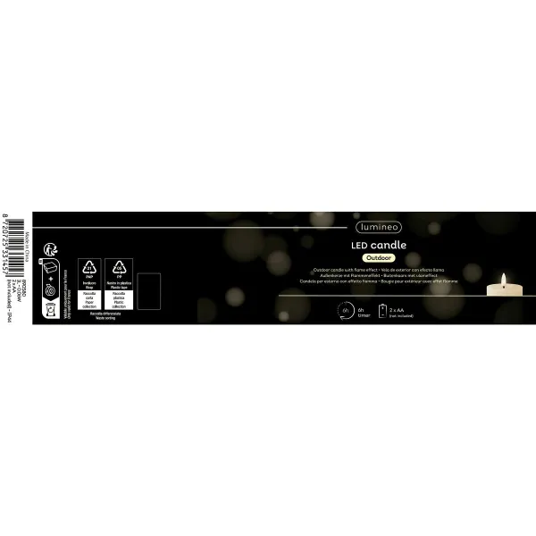 Lumineo LED Kerze Wachs Wellenoptik creme Ø 8,5 cm H: 11,5 cm Outdoor - Beton