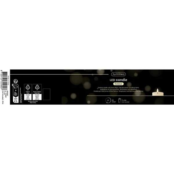 Lumineo LED Kerze Wachs Wellenoptik creme Ø 8,5 cm H: 16,5 cm Outdoor - Beton