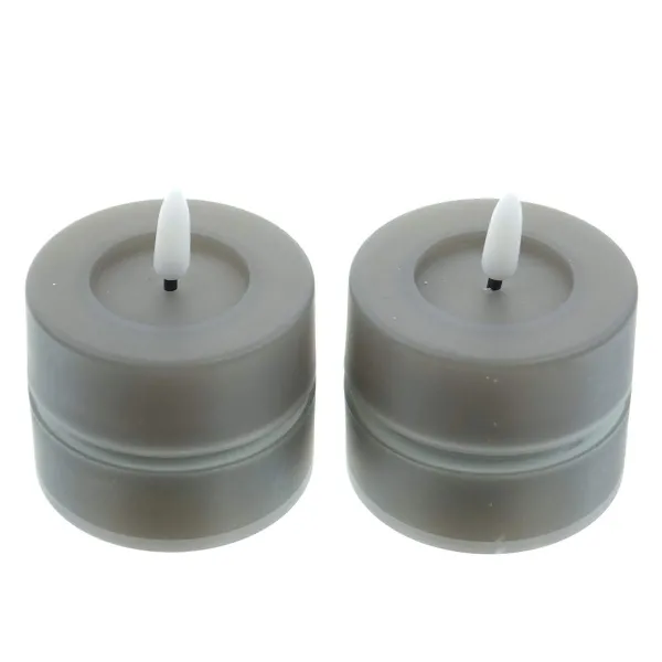 Lumineo LED Teelichter Grau aus Wachs Ø 6,5 cm 2 Stück - warmweiß Lumineo LED Teelichter Grau aus Wachs Ø 6,5 cm 2 Stück - warmweiß