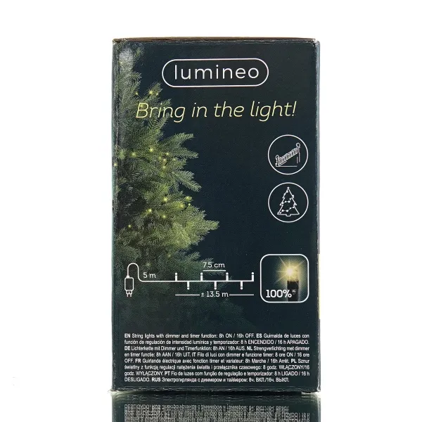 Lumineo LED Lichterkette Basic schwarz 13,5 Meter 180 Lichter - softgold