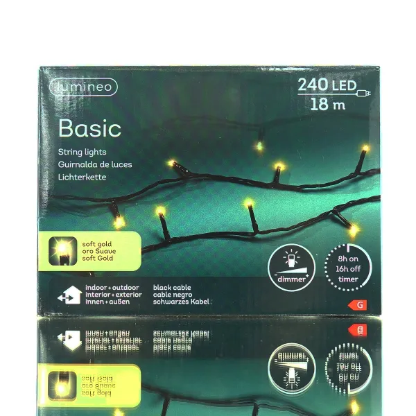 Lumineo LED Lichterkette Basic schwarz 18 Meter 240 Lichter - softgold Lumineo LED Lichterkette Basic schwarz 18 Meter 240 Lichter - softgold