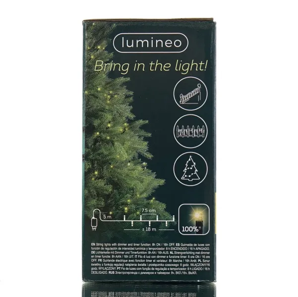 Lumineo LED Lichterkette Basic schwarz 18 Meter 240 Lichter - softgold