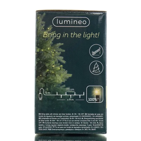 Lumineo LED Lichterkette Basic schwarz 9 Meter 120 Lichter - softgold