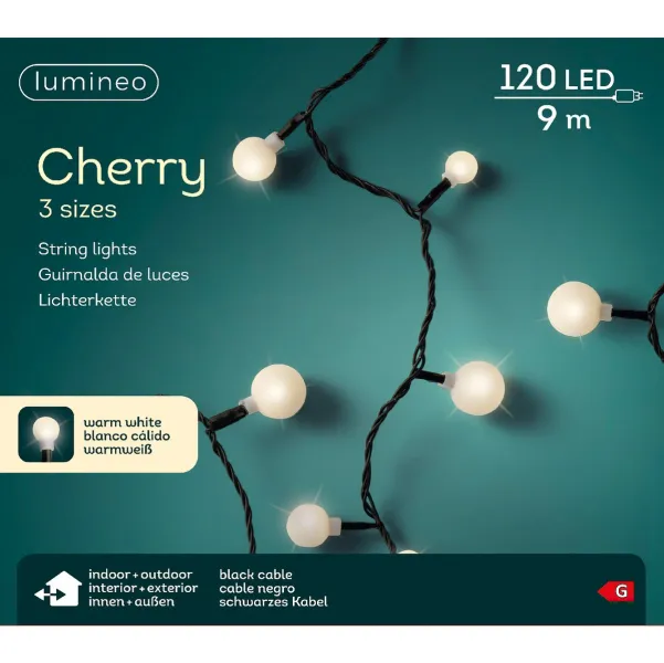 Lumineo LED Lichterkette Cherry 3 sizes schwarz 9 Meter 120 Lichter - warmweiß Lumineo LED Lichterkette Cherry 3 sizes schwarz 9 Meter 120 Lichter - warmweiß